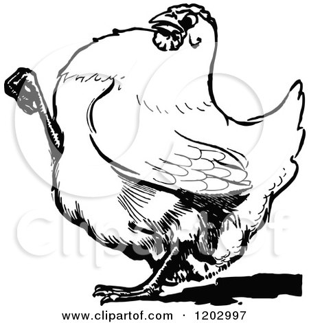 Clipart of a Vintage Black and White Oz Hen - Royalty Free Vector Illustration by Prawny Vintage