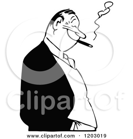 black and white cigar clipart
