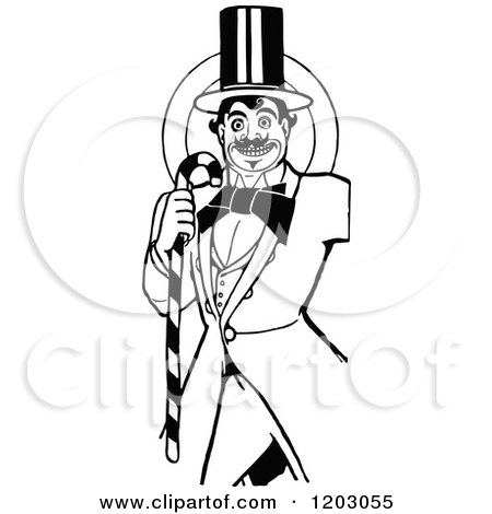 Clipart of a Vintage Black and White Candy Man - Royalty Free Vector Illustration by Prawny Vintage