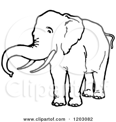 Clipart of a Vintage Black and White Elephant - Royalty Free Vector Illustration by Prawny Vintage
