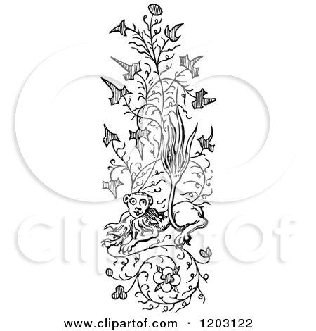 Clipart of a Vintage Black and White Border Ornament - Royalty Free Vector Illustration by Prawny Vintage