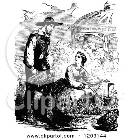 Clipart of a Vintage Black and White Scene of Abraham Lincoln in Character - Royalty Free Vector Illustration by Prawny Vintage