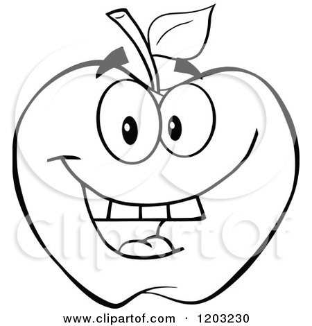 Cartoon of a Black and White Apple Character - Royalty Free Vector Clipart by Hit Toon