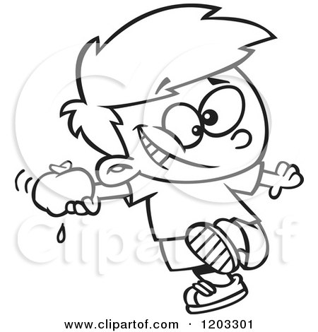 Cartoon of an Mischievous Boy Throwing Water Balloons - Royalty Free Vector Clipart by toonaday