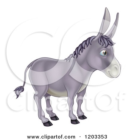 Cartoon of a Cute Donkey in Profile - Royalty Free Vector Clipart by AtStockIllustration