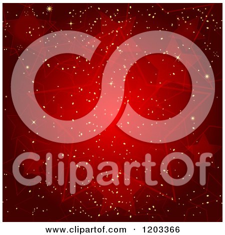 Clipart of a Red Star and Glitter Christmas Background - Royalty Free Vector Illustration by elaineitalia