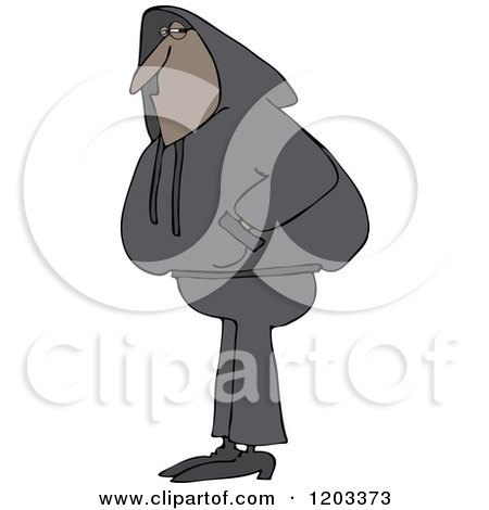 Cartoon of a Black Man Wearing a Hoodie Sweater - Royalty Free Vector Clipart by djart