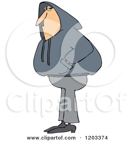 Cartoon of a White Man Wearing a Hoodie Sweater - Royalty Free Vector Clipart by djart