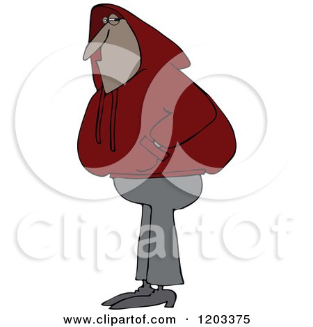 Cartoon of a Black Man Wearing a Red Hoodie Sweater - Royalty Free Vector Clipart by djart
