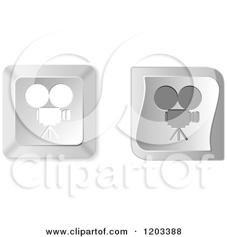 Clipart of 3d Silver Movie Camera Keyboard Button Icons - Royalty Free Vector Illustration by Andrei Marincas