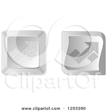 Clipart of 3d Silver Percent Arrow Keyboard Button Icons - Royalty Free Vector Illustration by Andrei Marincas