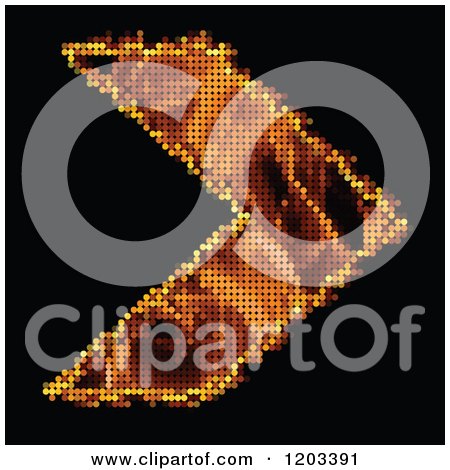Clipart of a Flaming Pixelated Arrow on Black - Royalty Free Vector Illustration by Andrei Marincas