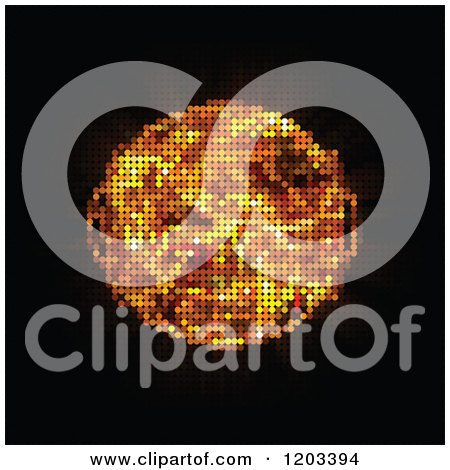 Clipart of a Pixelated Flaming Fire Ball on Black - Royalty Free Vector Illustration by Andrei Marincas