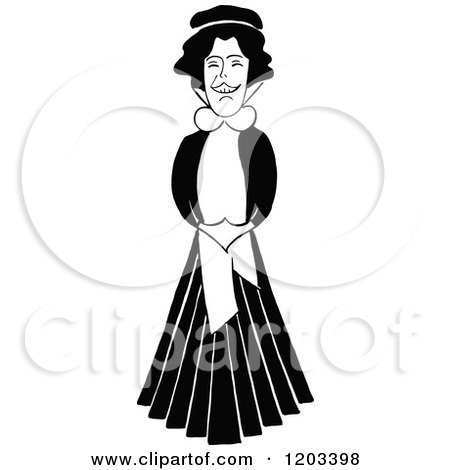 Cartoon of a Vintage Black and White Caricature of Vesta Victoria - Royalty Free Vector Clipart by Prawny Vintage