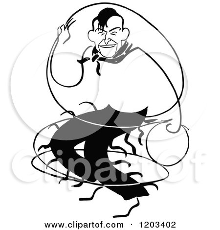 Cartoon of a Vintage Black and White Caricature of Will Rogers - Royalty Free Vector Clipart by Prawny Vintage