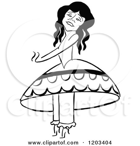 Cartoon of a Vintage Black and White Caricature of Isabel Darmond - Royalty Free Vector Clipart by Prawny Vintage