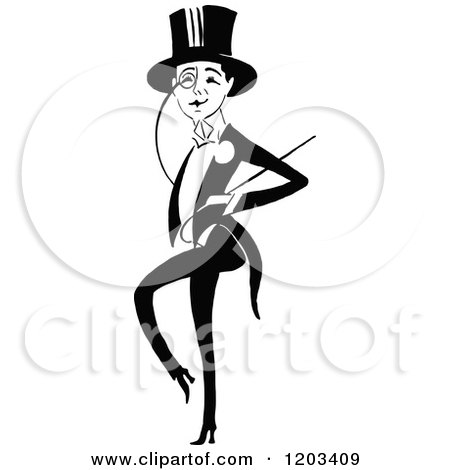 Cartoon of a Vintage Black and White Caricature of Kathleen Clifford - Royalty Free Vector Clipart by Prawny Vintage