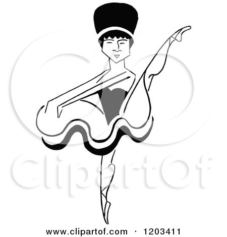 Cartoon of a Vintage Black and White Caricature of La Petite Adelaide - Royalty Free Vector Clipart by Prawny Vintage