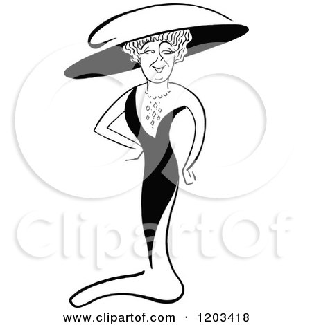 Cartoon of a Vintage Black and White Caricature of Lulu Glaser - Royalty Free Vector Clipart by Prawny Vintage
