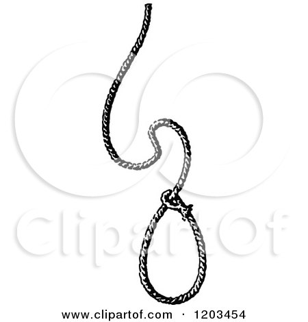 Clipart of a Vintage Black and White Noose - Royalty Free Vector Illustration by Prawny Vintage