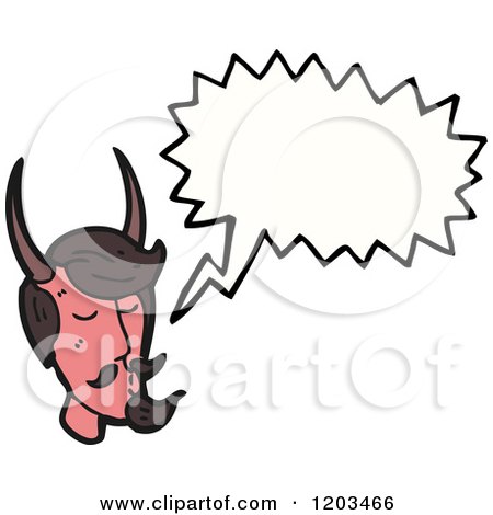 Cartoon of a Devil Speaking - Royalty Free Vector Illustration by lineartestpilot