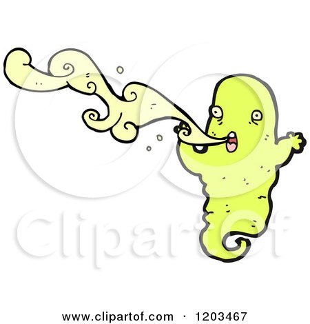 Cartoon of a Ghoul Vomiting - Royalty Free Vector Illustration by lineartestpilot