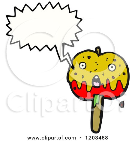Cartoon of a Caramel Apple Speaking - Royalty Free Vector Illustration by lineartestpilot