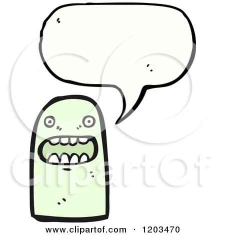 Cartoon of Thunb Monster Speaking - Royalty Free Vector Illustration by lineartestpilot