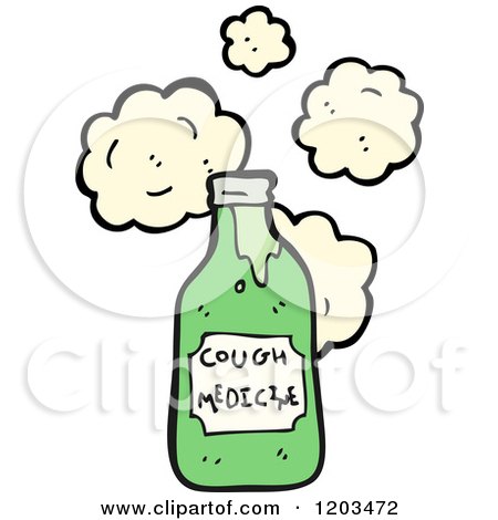 Cartoon of a Bottle of Cough Medicine - Royalty Free Vector Illustration by lineartestpilot