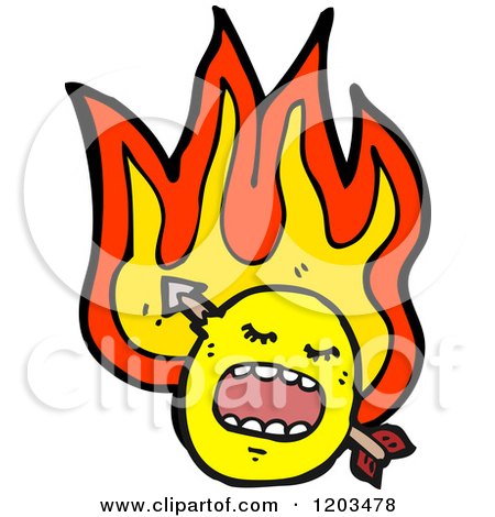 Cartoon of a Flaming Face - Royalty Free Vector Illustration by lineartestpilot