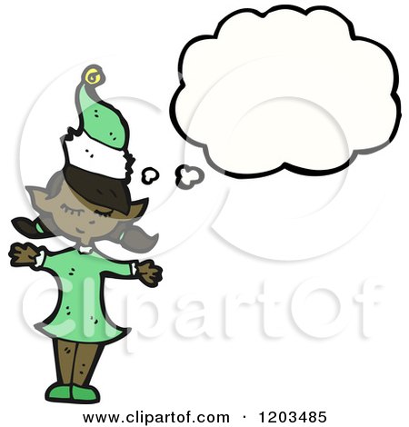 Cartoon of a Thinking Black Elf - Royalty Free Vector Illustration by lineartestpilot