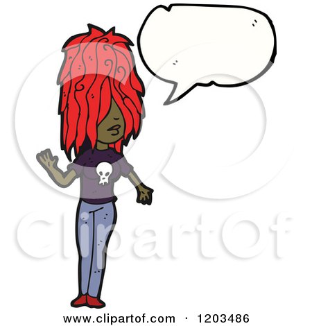 Cartoon of a Black Punk Girl Speaking - Royalty Free Vector Illustration by lineartestpilot