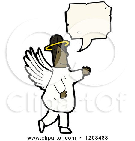 Cartoon of an African American Angel Speaking - Royalty Free Vector Illustration by lineartestpilot