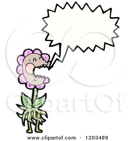 Cartoon of a Pink Flower Speaking - Royalty Free Vector Illustration by lineartestpilot