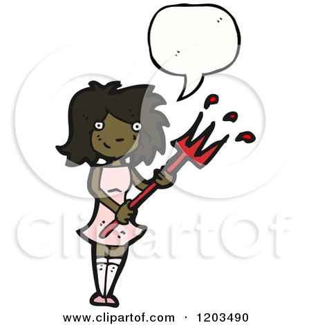 Cartoon of a Girl Devil Speaking - Royalty Free Vector Illustration by lineartestpilot