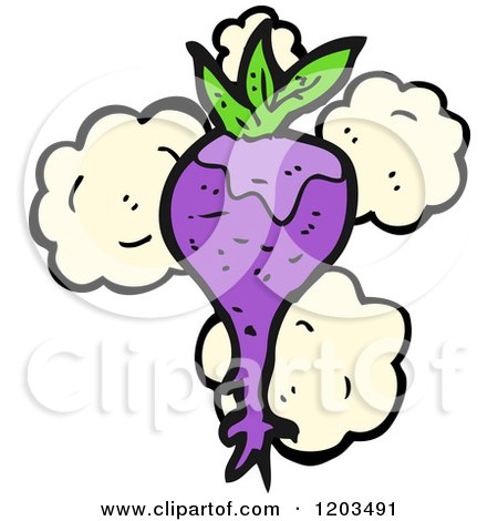 Cartoon of a Purple Turnip - Royalty Free Vector Illustration by lineartestpilot