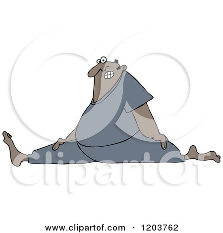 Cartoon of a Chubby Black Man Wincing and Doing the Splits - Royalty Free Vector Clipart by djart