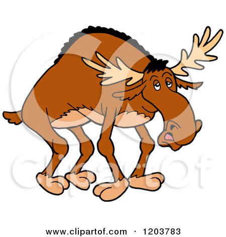 Cartoon of a Bow Legged Moose - Royalty Free Vector Clipart by LaffToon