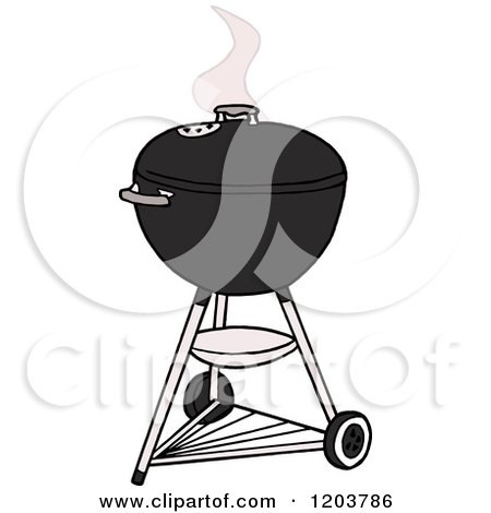 Cartoon of a Black Weber Charcoal Bbq Grill - Royalty Free Vector Clipart by LaffToon