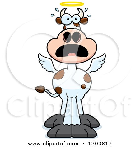 Cartoon of a Scared Holy Cow - Royalty Free Vector Clipart by Cory Thoman