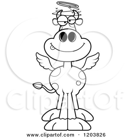 Cartoon of a Black and White Drunk Holy Cow - Royalty Free Vector Clipart by Cory Thoman