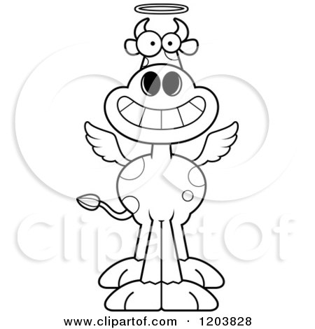 Cartoon of a Black and White Grinning Holy Cow - Royalty Free Vector Clipart by Cory Thoman