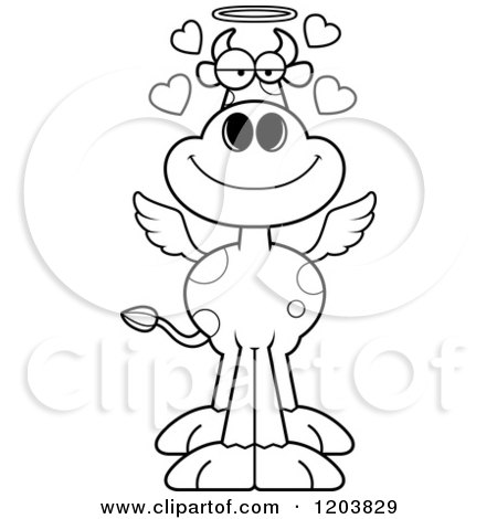 Cartoon of a Black and White Bored Holy Cow - Royalty Free Vector Clipart by Cory Thoman
