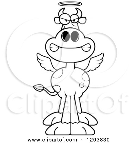Cartoon of a Black and White Mad Holy Cow - Royalty Free Vector Clipart by Cory Thoman