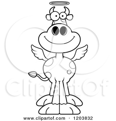 Cartoon of a Black and White Happy Holy Cow - Royalty Free Vector Clipart by Cory Thoman