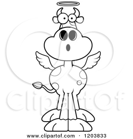 Cartoon of a Black and White Surprised Holy Cow - Royalty Free Vector Clipart by Cory Thoman
