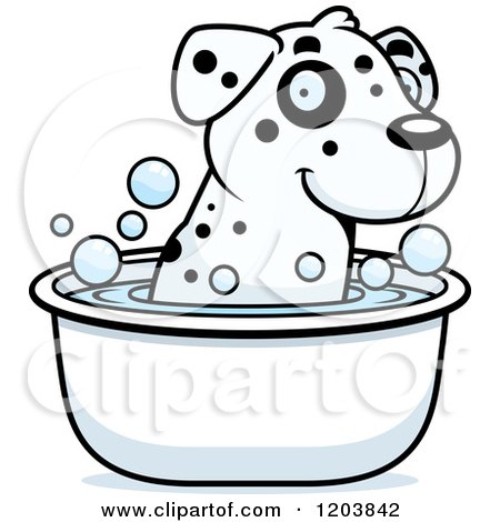 Cartoon of a Cute Dalmatian Puppy Taking a Bath - Royalty Free Vector Clipart by Cory Thoman