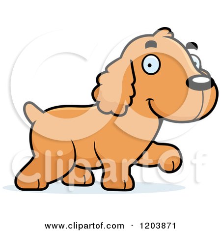 Cartoon of a Cute Spaniel Puppy Walking - Royalty Free Vector Clipart by Cory Thoman