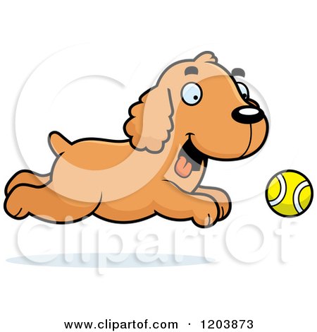 Cartoon of a Cute Spaniel Puppy Sitting - Royalty Free Vector Clipart by Cory Thoman