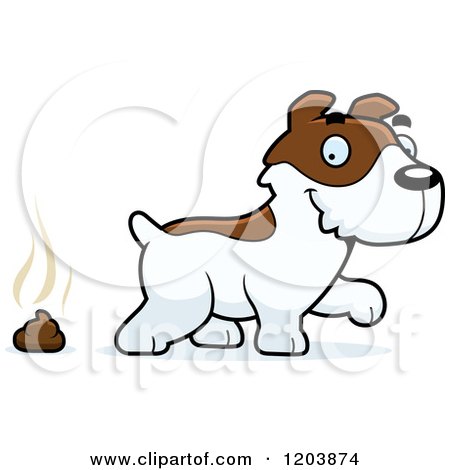 Cartoon of a Cute Jack Russell Terrier Puppy with a Pile of Poop - Royalty Free Vector Clipart by Cory Thoman